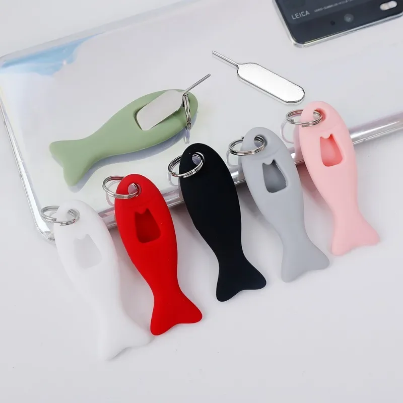SIM Card Removal Tool Card Tray Pin Eject with Silicone Case Key Pendant Universal Mobile Phone SIM Card Needle Opener Ejector