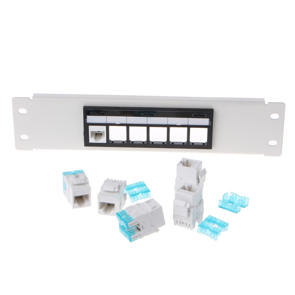 RJ45 CAT6 6 Poorten Patch Panel Frame Met RJ45 Keyston Module Jack Connector