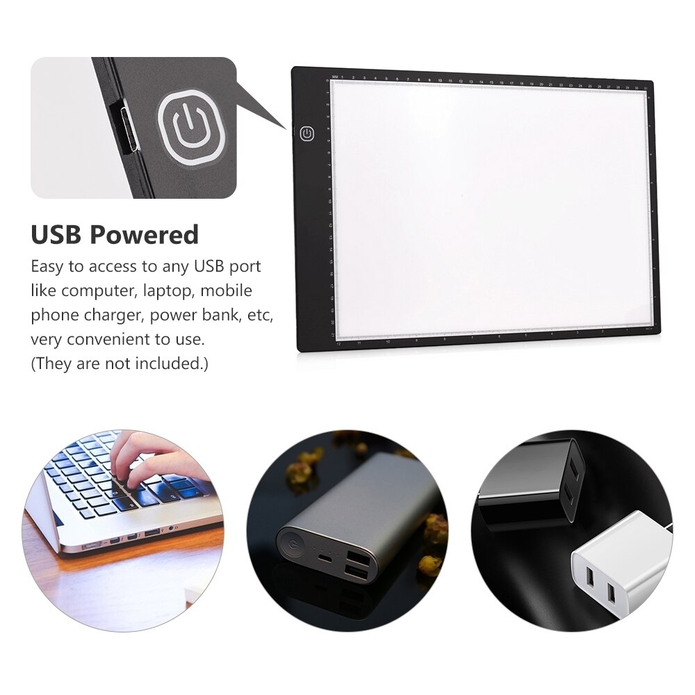 Portable Magnetic A4 Light Box Tracing Light Pad Board LED Artcraft Copy Board Tracer USB Powered Dimmable Brightness