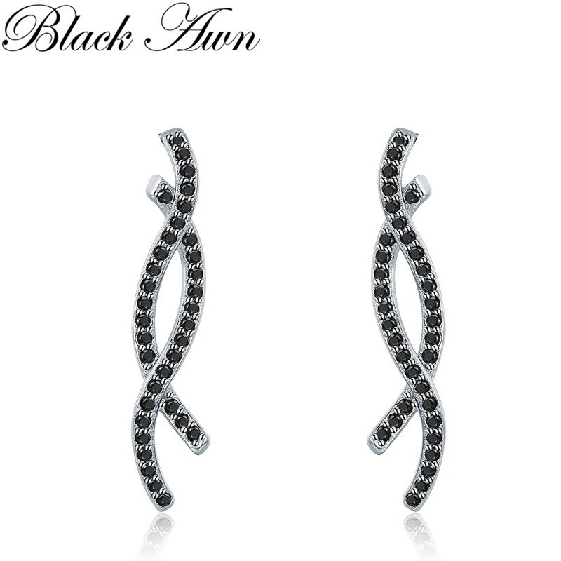 neue Schwarz Granne Romantische 925 Sterling Silber Schmuck Natürliche Partei Ohrringe für Frauen Schmuckstück T215