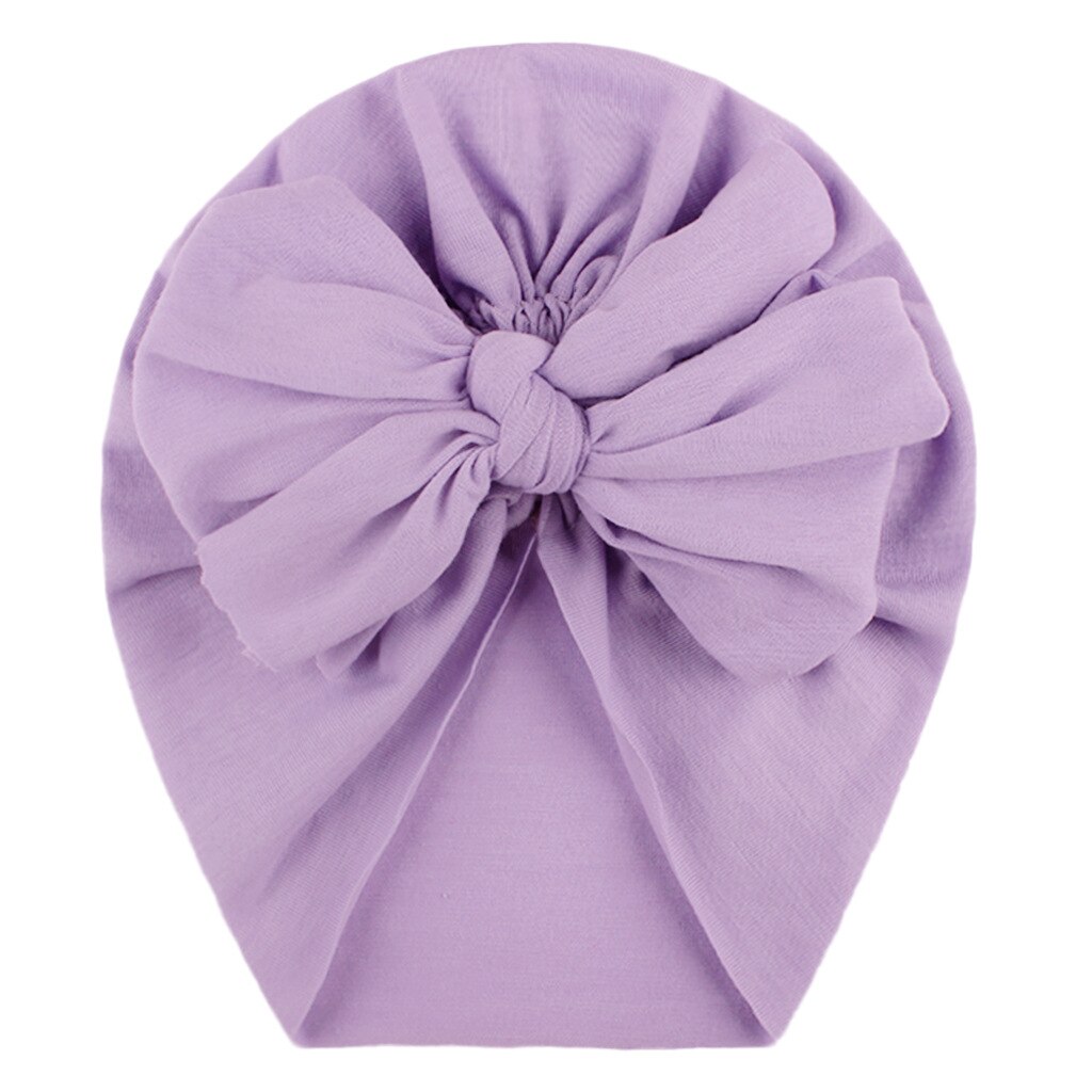 Gorro con cinta para la cabeza para bebé, gorra con estampado de lazo, turbante elástico de algodón, gorrito para envolver la cabeza para bebé, sombrero para niña, accesorios para el cabello para bebé: Morado