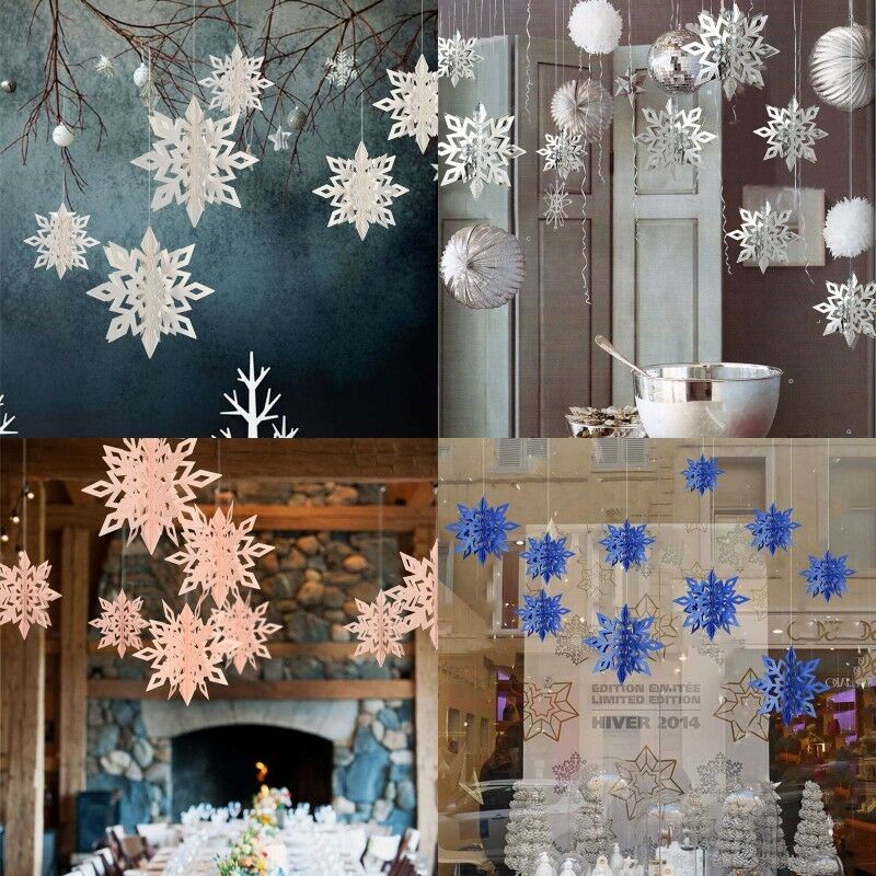 6pcs/set 3D cardboard hollow Snowflakes Hanging decorations Christmas Year decorations for the home party decorations Natal