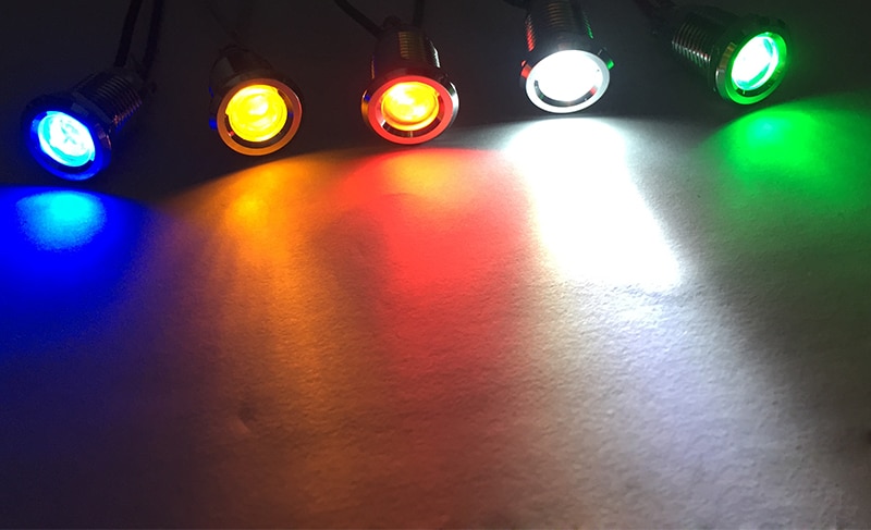 Led metal indikator signal strøm lys 12mm vandtæt 3v 6v 12v 24v 220v skrue terminal tilslut rød gul blå hvid 12 zsd.al