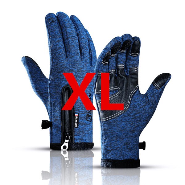 XiaoMi mijia outdoor sports gloves winter warm plus velvet fingertips touch screen splash-proof riding gloves for men and women: Blue XL