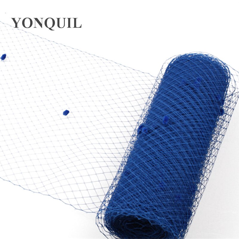 Lilla 5 yards pr. parti fuglebur slør med prik 45 cm bredde russisk slør netting bryllup prik slør stof gør-det-selv hårtilbehør: Blå