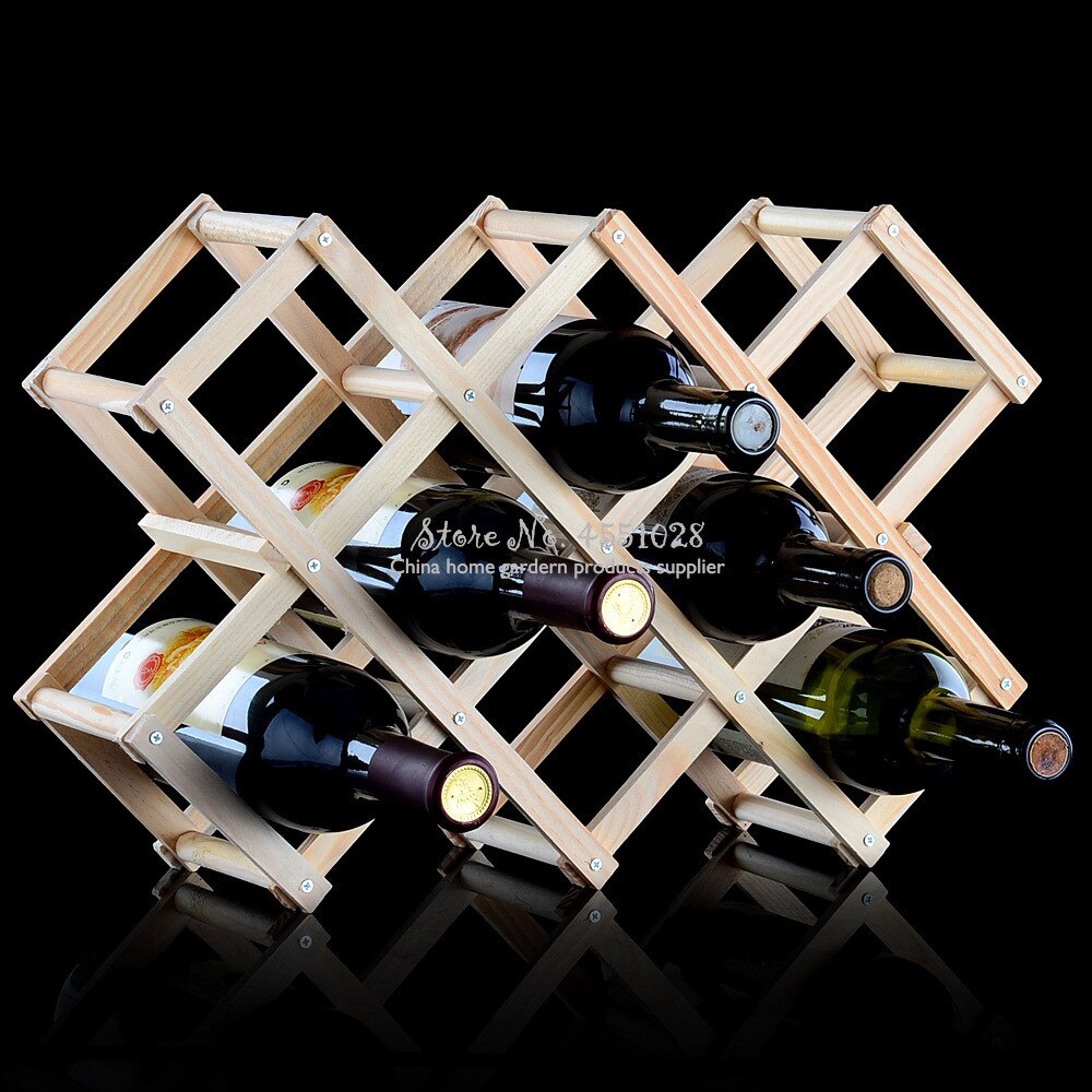 Home wood folding wine rack wine rack 3/6/10 bottle folding wine rack