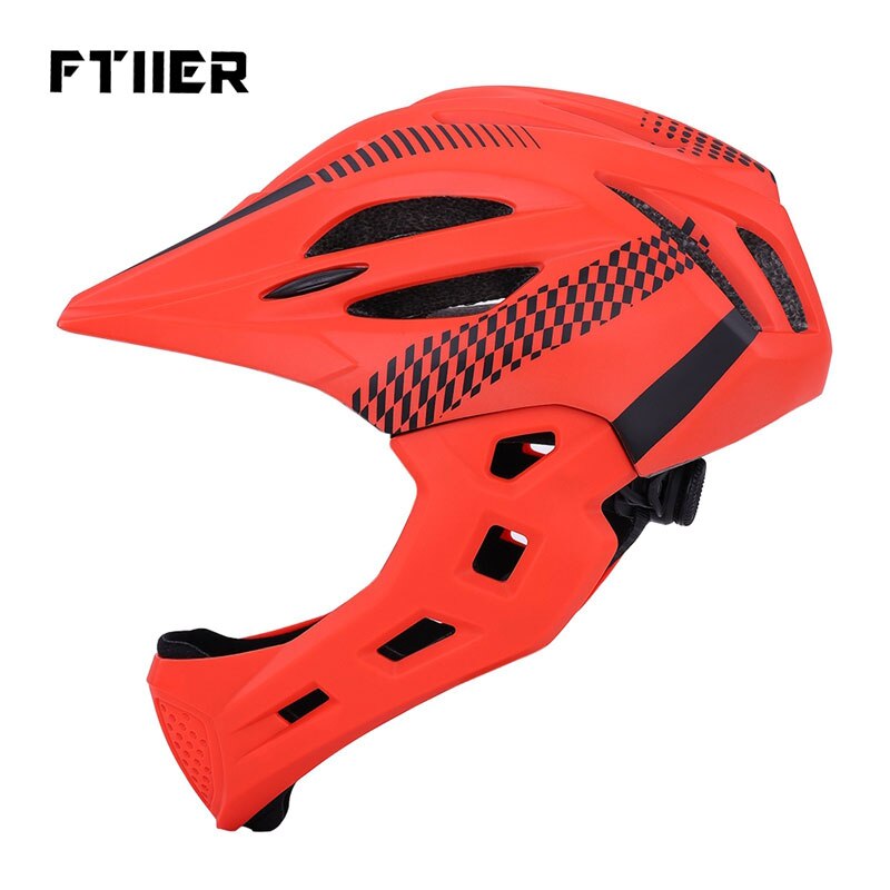 Casque de cyclisme pour enfants, intégral du visage, amovible, pour vtt, descente, équipement de sécurité: orange