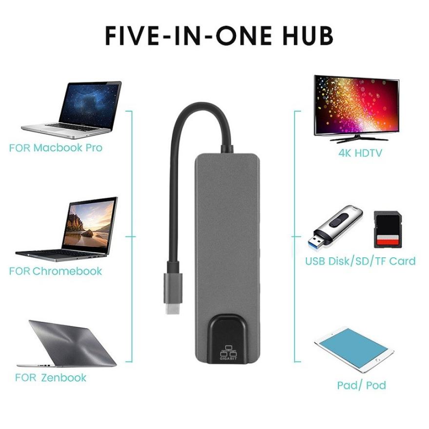 Thunderbolt 3 usb typ c hub  to 4k dockningsstation adapter usb 3.0 laptop tillbehör usb-c pd converter för macbook air