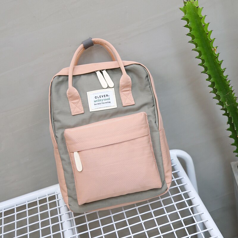 Multifunction women backpack youth korean style shoulder bag laptop backpack schoolbags for teenager girls boys travel: gray pink