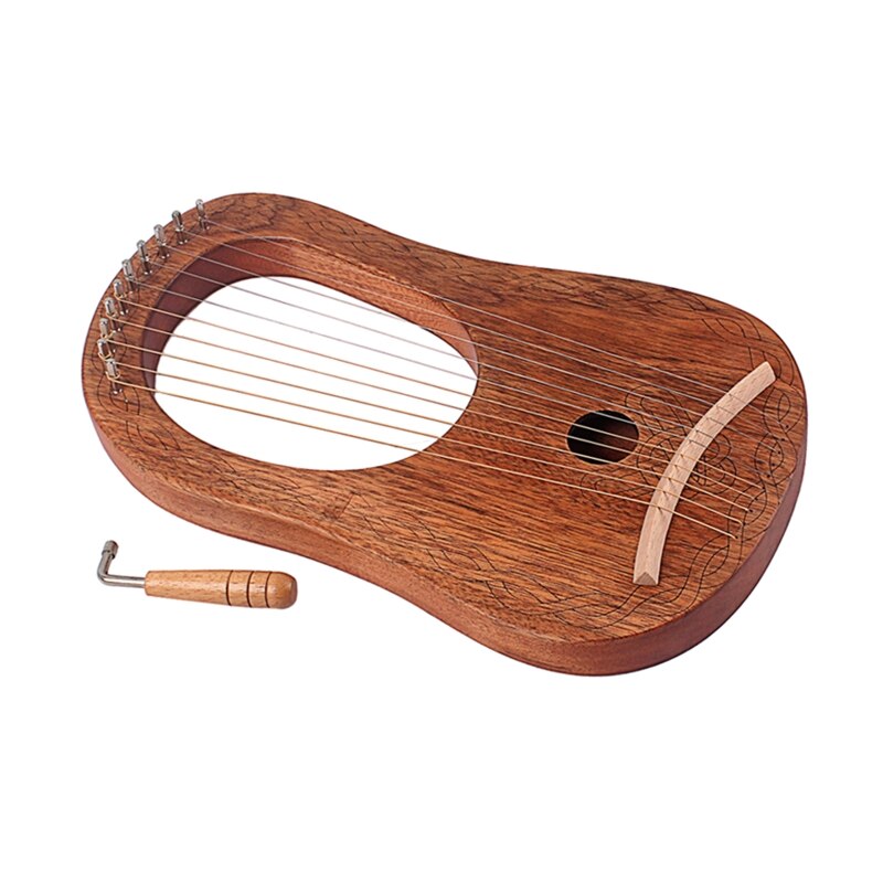 Wooden Harp 10 String Harp Portable Small Lyre with Durable String Musical Instrument