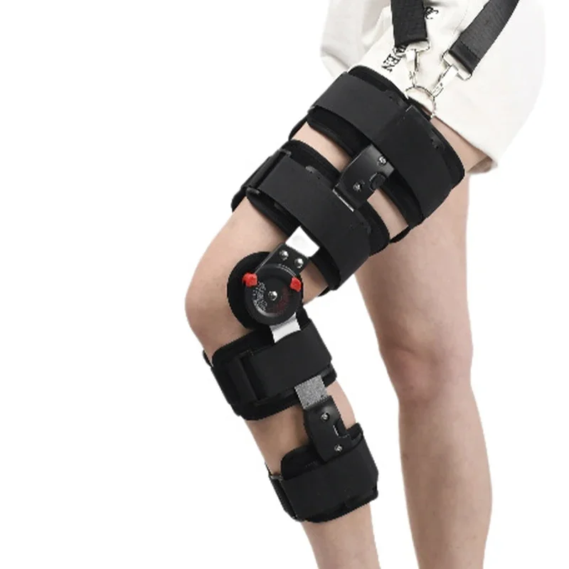 Neues Modell Orthopädischer Stützstabilisator nach der Operation Verstellbare Knieorthese mit Scharnier Kniegelenkfixierung Bahre: WHITE