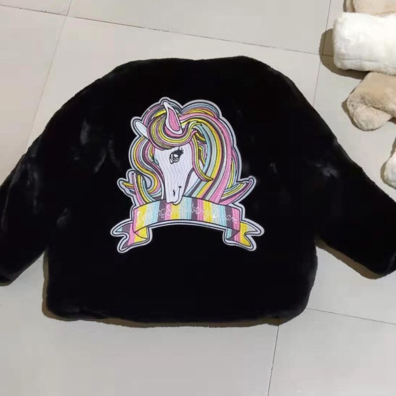 Cartoon Girls Fur Coat Baby Girl Faux Fur Jackets And Coats Thick Warm WinterParka Kids Outerwear Clothes Girls Coat