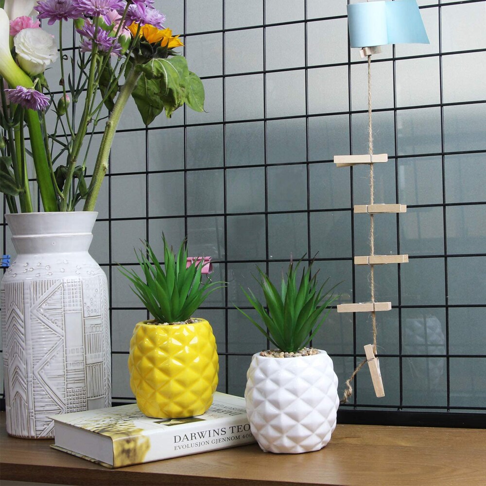 Kunstige saftige planter faux ananas grønne planter bonsai til stue restaurant kontor bordplade vinskab bad hjem