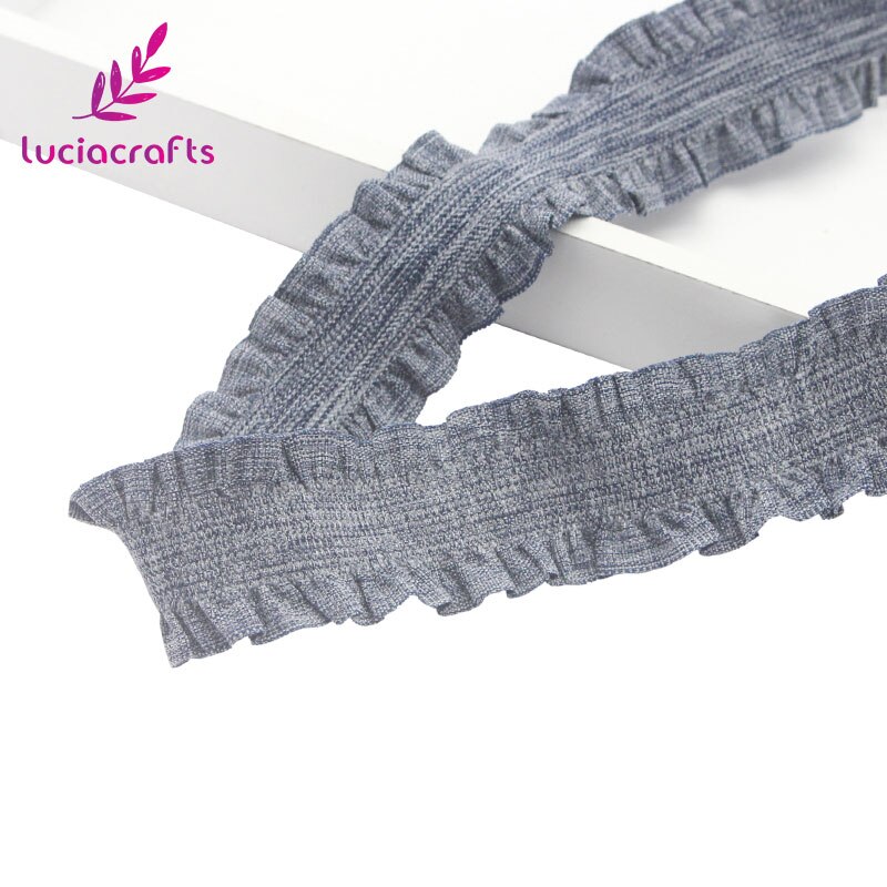 Lote de 2/6 yardas de cinta de cintas elásticas de 25mm, rollo de adorno de encaje, tocado DIY, accesorios de costura para prendas N0602: C5 Light grey 2yards
