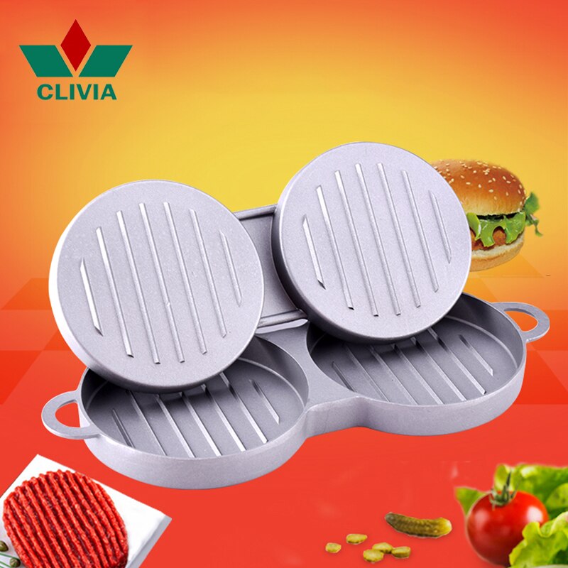 Clivia gör-det-själv hamburgerpress 2 set rund form köttpressar nötkött hamburgare form användbara kökstillbehör
