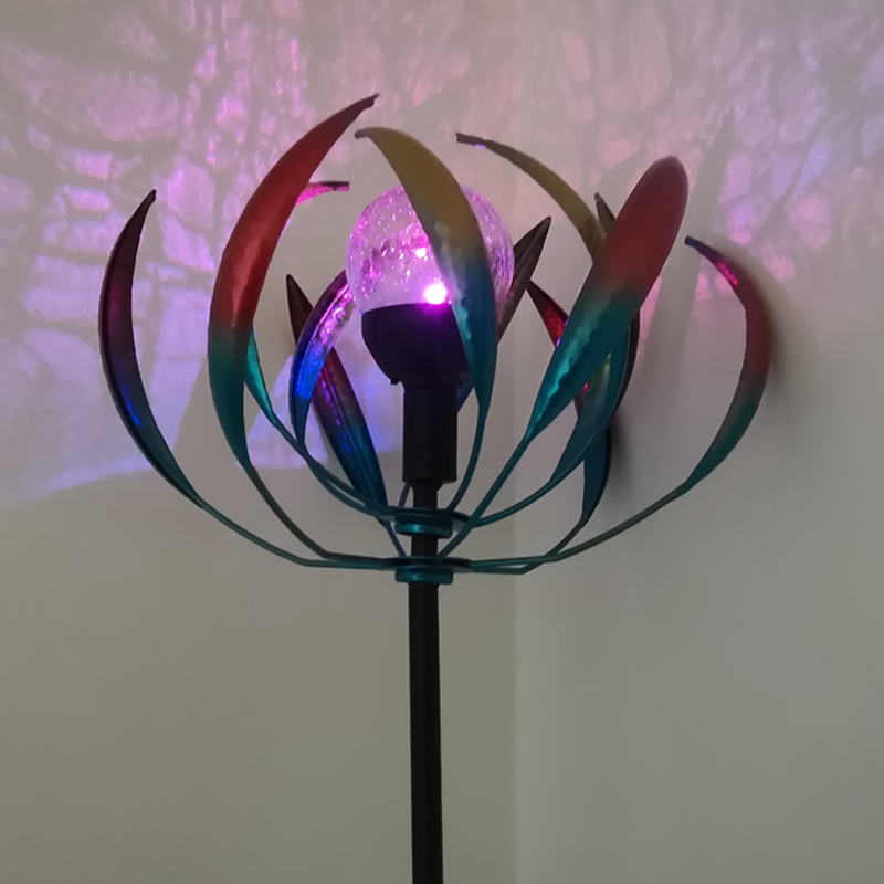 For Outdoor Park Courtyard Garden Grass Lawn Plug-in LED Light Solar Windmill Lawn Garden Decoration Wind Turntable E