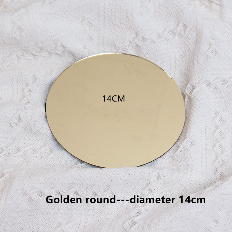 Acrylic Mirror Board Cosmetics Photography Backdrops Birthday Room Decoretiong Ornaments Photograthy Props for Photo Studio: Golden Circular 14cm