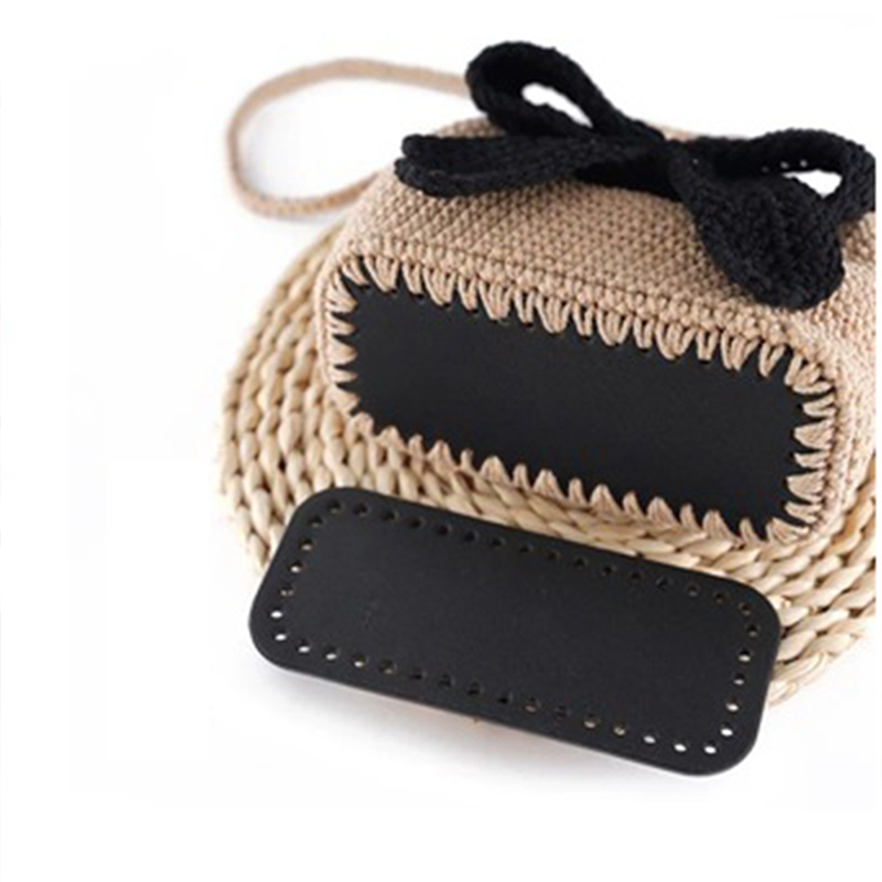 Fondo largo para bolsos de punto para mujer, accesorios de bolso de cuero PU, fondo hecho a mano, DIY, de ganchillo
