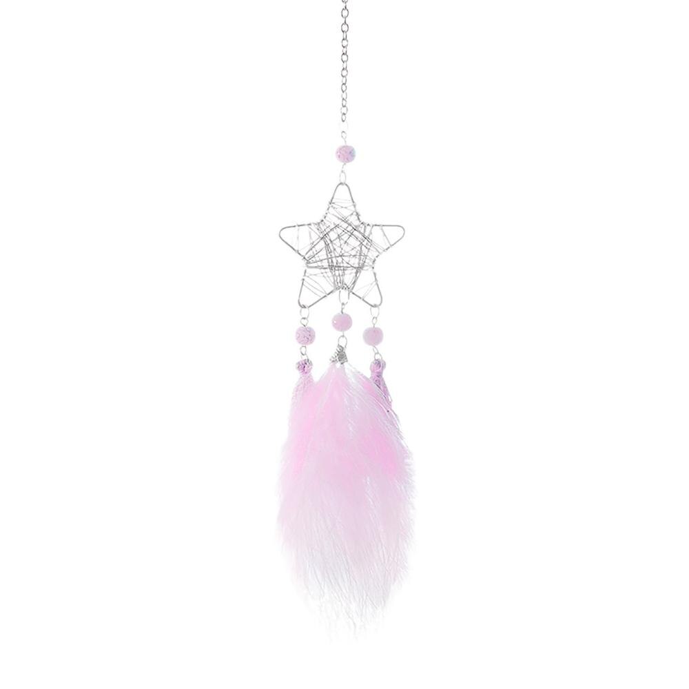 Hueco estrella creativa Luna cazador de sueños de plumas campanas de viento hecho a mano indio colgante para coche y pared hogar niños habitación decoración FDH: E