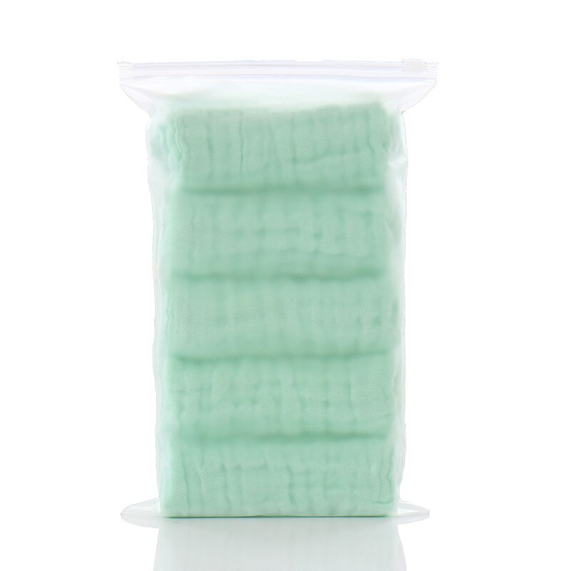 5Pcs Baby Towel Kid Bath Towels for Babys Face Wash Wipe Muslin squares Cotton Hand Towel soft Baby Gauze for newborn Baby Stuff: 5 Green