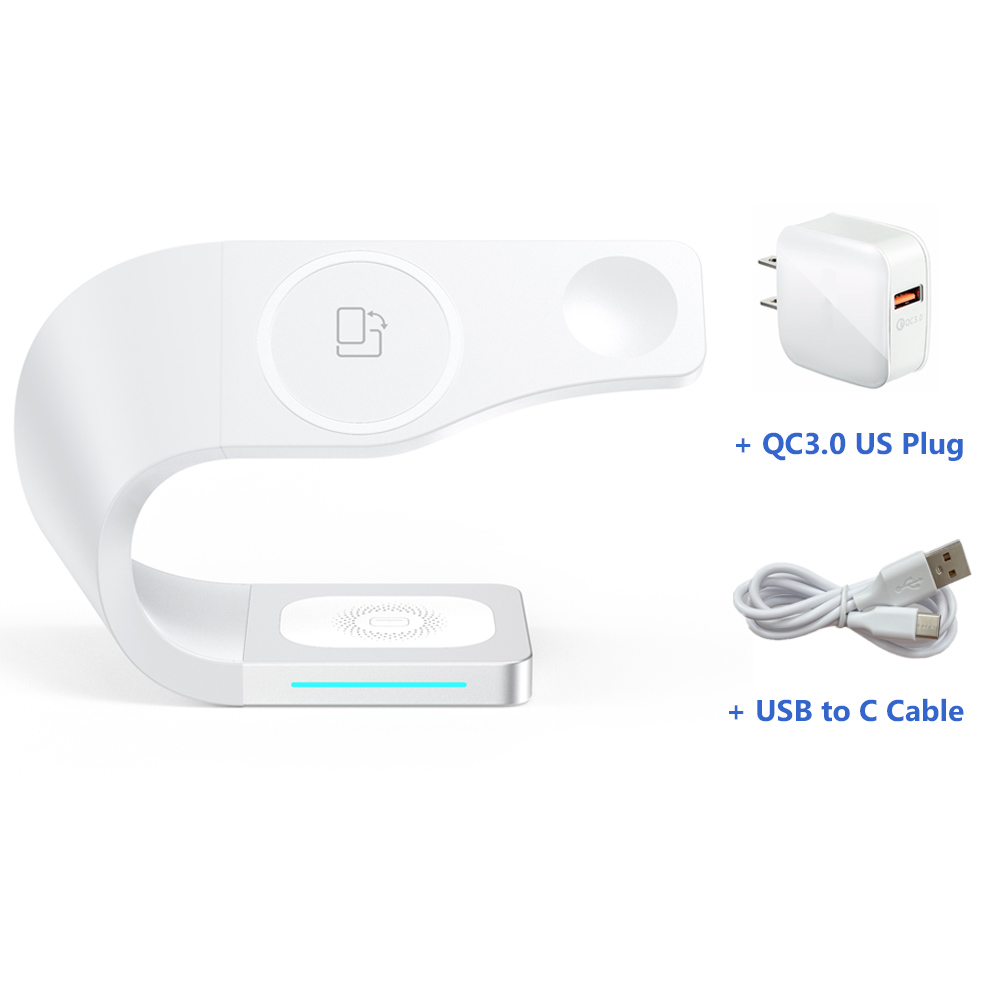 15w magnetische schnelllade-dockingstationen für iphone 13, 13 pro, 12 pro max , 4 in, 1 , airpods pro und iwatch  se 6, 5, 4, 3.: Weißer us-stecker