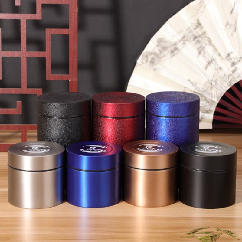 Stainless Steel Tea Caddy Large-capacity Sealed Leak-proof Tea Jar Round Tea Coffee Storage Jar