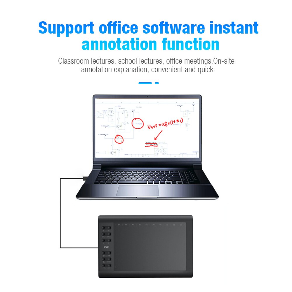 10x6 inch Digital Graphic Drawing Tablet with 8192 Levels Battery-Free Stylus Pen for Drawing Painting&amp;Game OSU Graphics Tablet