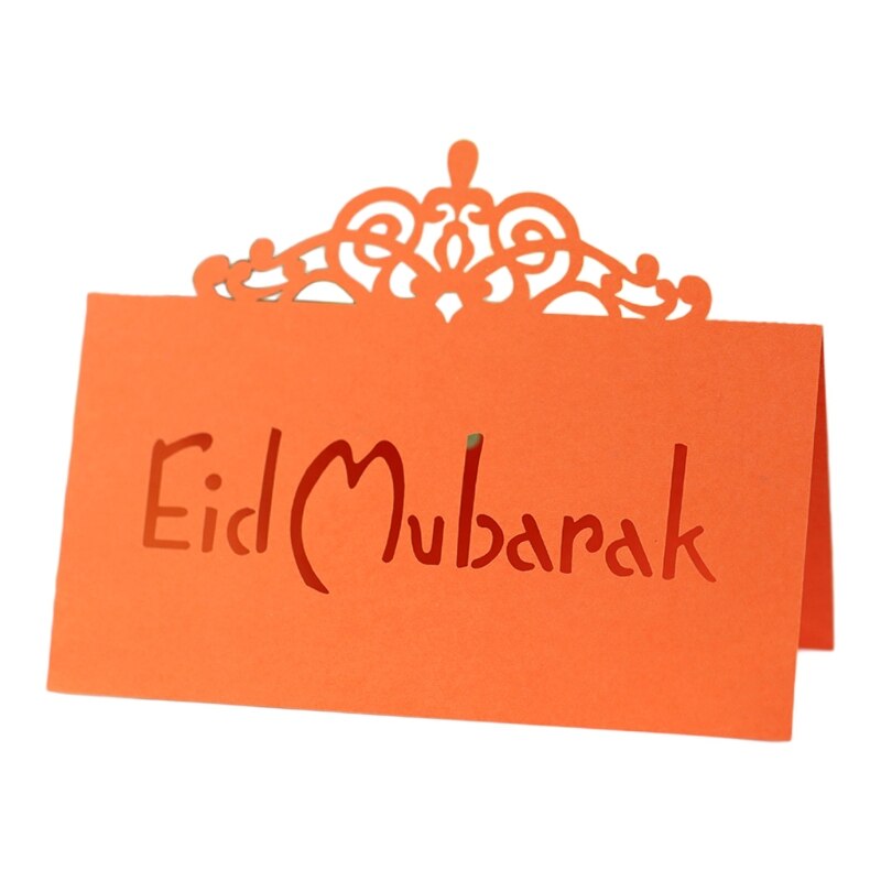 100Pcs 3D Bloemen Kroon Eid Mubarak Tafel Card Ramadan Kareem Holle Letters Papier Placecard Moslim Party Decoratie: 5