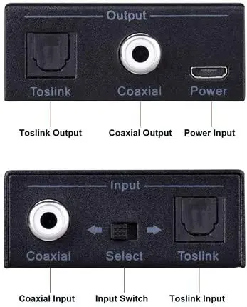 Convertidor de Audio Digital bidireccional óptico a Coaxial SPDIF óptico Toslink a Coaxial y Coaxial a adaptador Swticher óptico