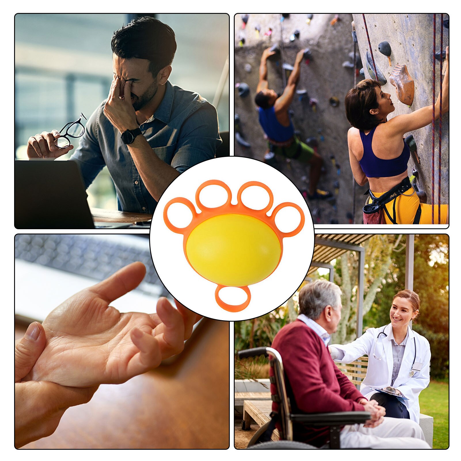 Hand Grip Strengthener Hand Exerciser Ball For Physical Therapy Wrist Finger Exerciser Resistance Bands Fitness For Athletes