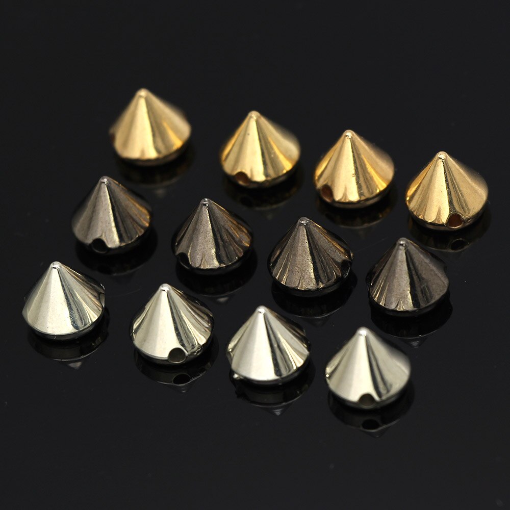 100Pcs Goud Zilver Zwart Cone Studs Plastic Klinknagel Voor Leer Craft Studs Voor Kleding Naaien Spikes Kledingstuk Punk Accessoires