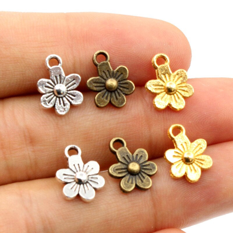 20Stck Reize doppelt einseitig Blume 12x9mm Antike, Der Anhänger passen, Bronze- Gold Jahrgang Antike Silber farbe, DIY Handgemachten Schmuck