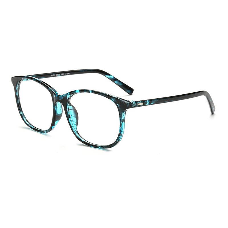 Elbru Women Glasses Frame Men Black Eyeglasses Frame Vintage Oversize Square Frame Clear Lens Glasses Optical Spectacle Frame: Black Blue