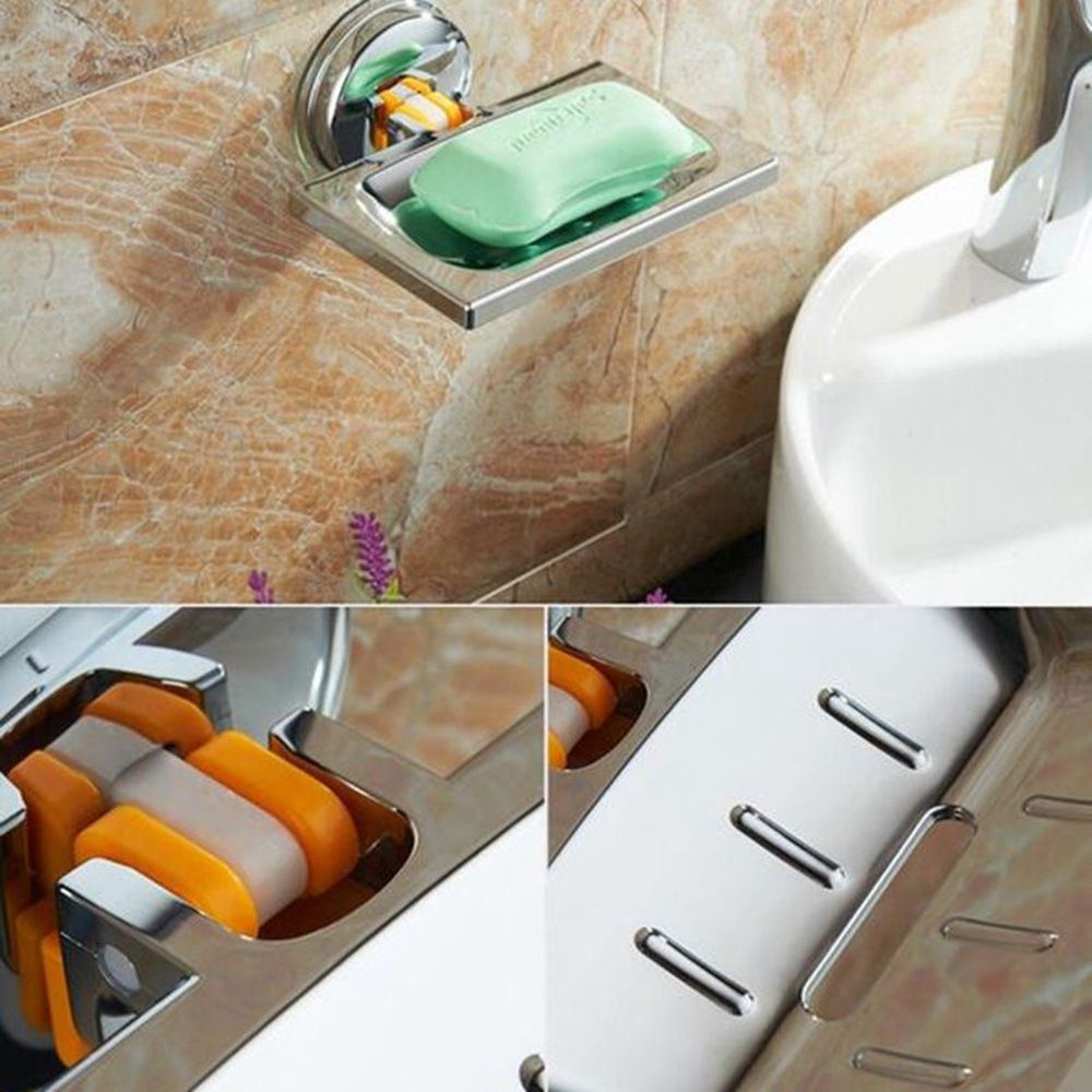 Powerful Suction Type Wall Mounted Bathroom Shower Soap Dish Holder Cup Tray Basket Soap Container Bathroom Suppliers