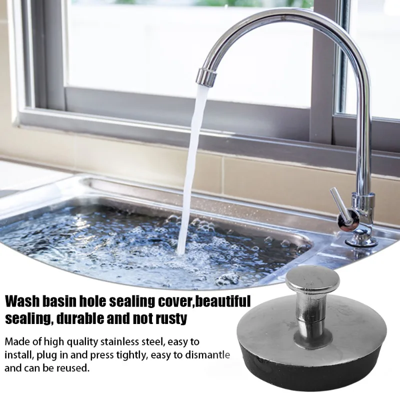 Tapón a prueba de fugas para fregadero, cubierta de tapón de fregadero de acero inoxidable, tapas universales para bañera y lavabo, accesorios de baño, 3/1 Uds.