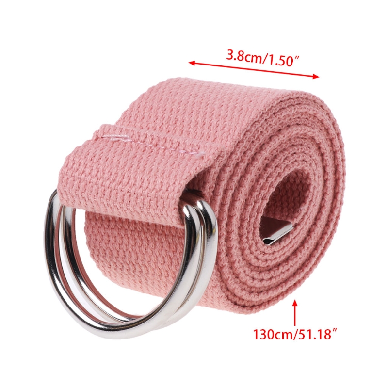Double boucle d'anneau ceinture toile couleur unie | Pour adolescents garçons et filles étudiants