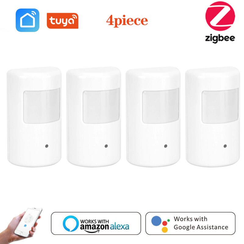 Tuya Zigbee Human Body Sensor Wireless Smart Body Movement PIR Motion Sensor Zigbee 3.0 Use With Gateway Tuya Smart Life App: 4pieces