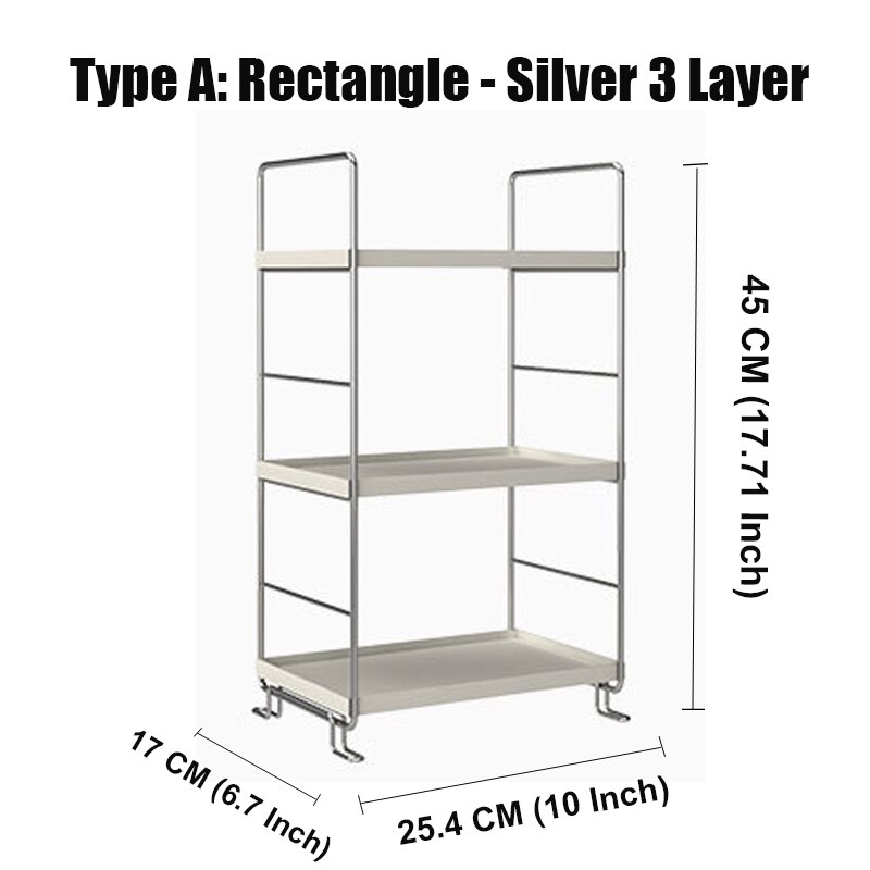 Bathroom Organizer Washroom Vanity Shelf Storage Rack Corner Caddy Tooth Stand Holder Bathtub Tray Adjusted layer Height: 3 Layer A Silver