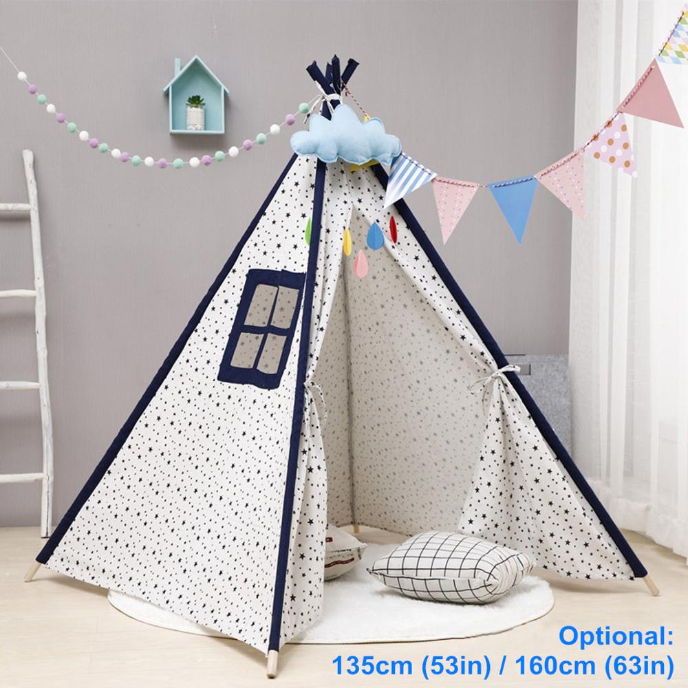 Tipi Tent Voor Kinderen Spelen-Tent Teepee Huis Wigwam Kamer Kinderen Tent Spel Huis Driehoek Teepee Canvas slapen Dome 130Cm: 1.35M