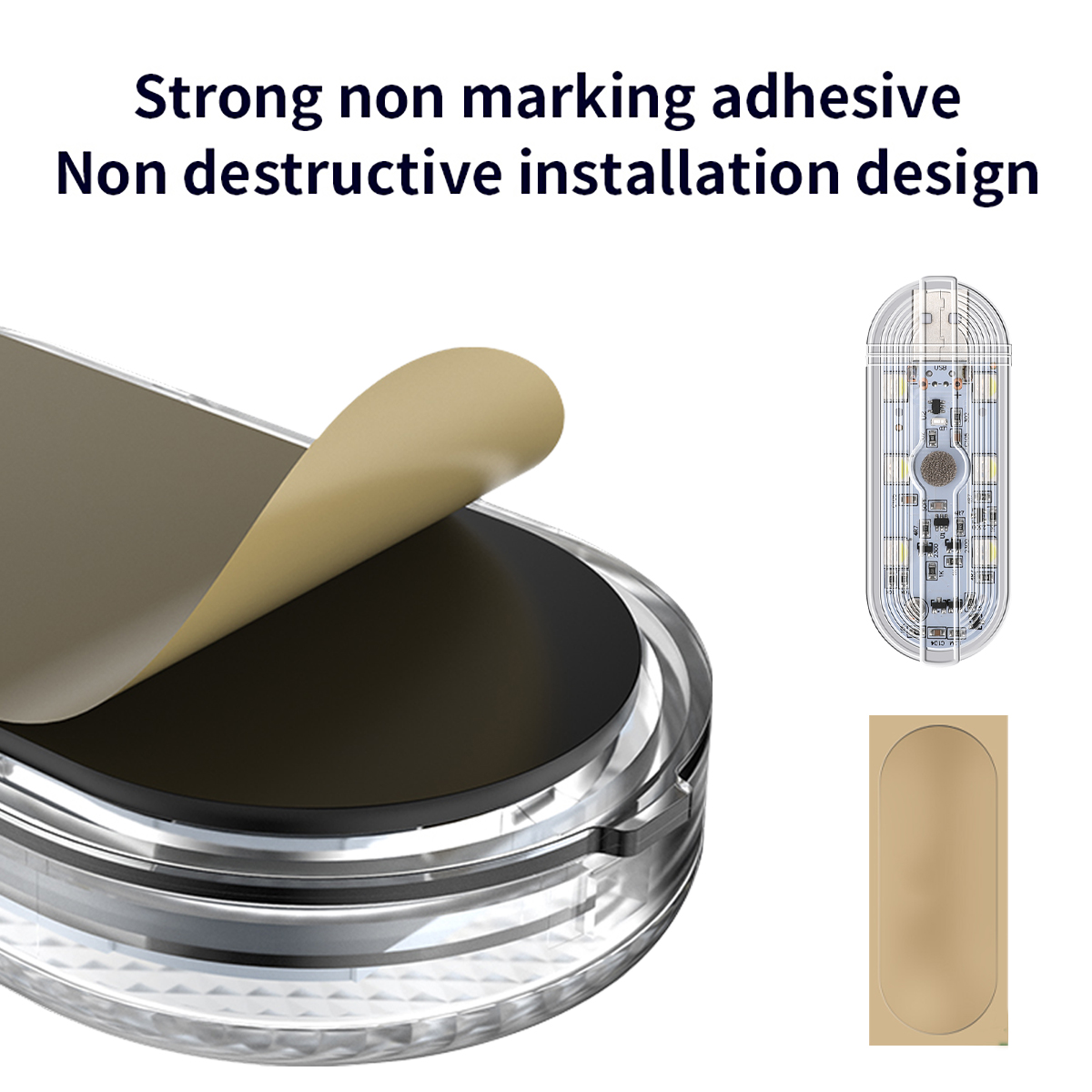 1 st Touch Sensor LED 8 LED Omgevingslicht Auto-interieur Dak Leeslamp Draadloze USB Oplaadbare Sfeer Licht Accessoires