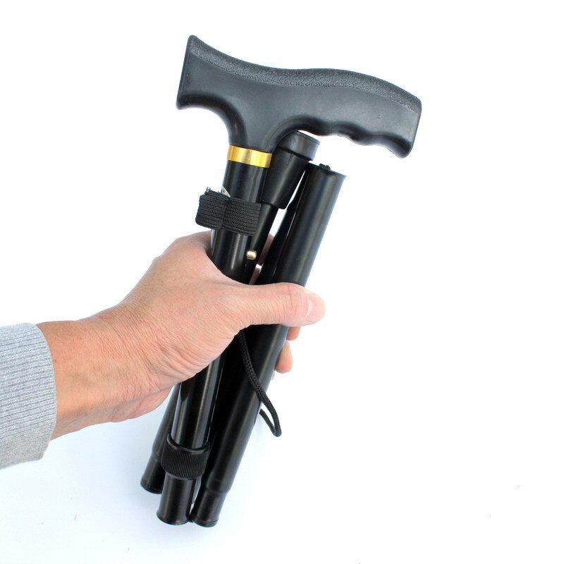 Foldable Telescopic Walking Stick Adjustable Anti-Skid Cane 4 Section Trusty Sticks For Old Man Trekking Hiking Walking Stick