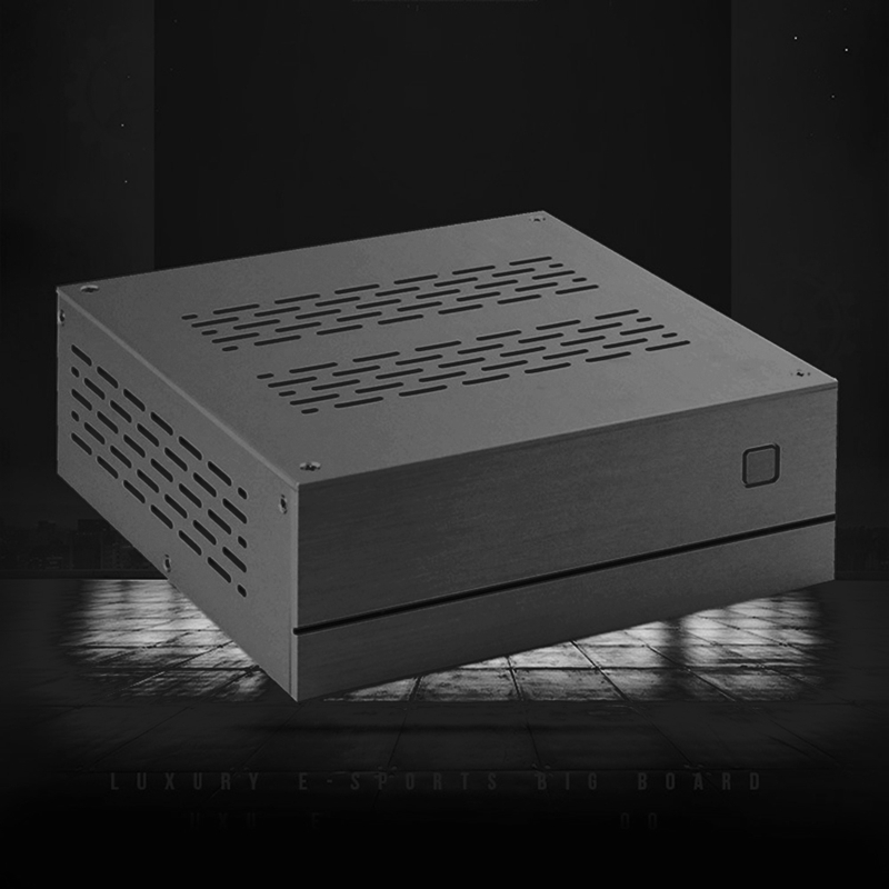 A01 Case HTPC Horizontal Computer Case ITX Mini Case Industrial Control Case Black Chassis Aluminum Upper Cover