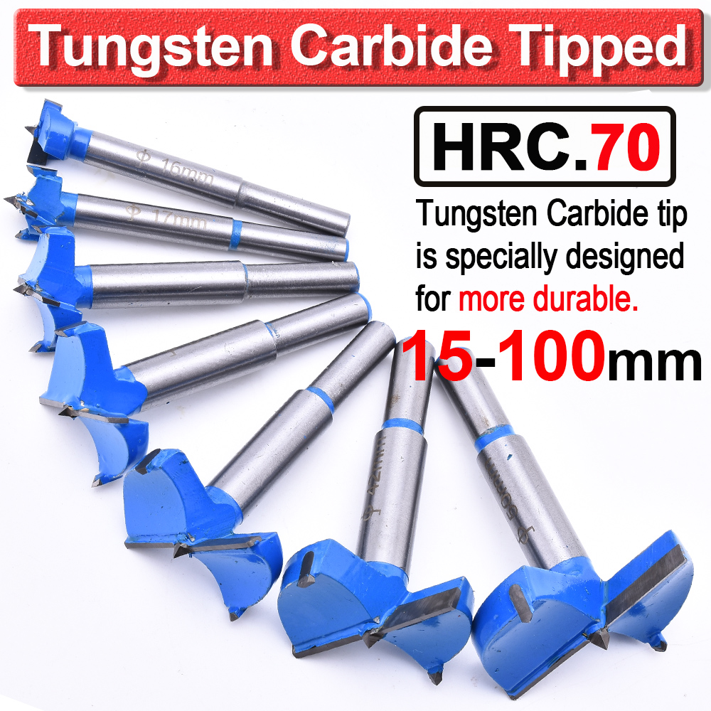 15-100mm Carbide Tipped Forstner Bit Set Boring Hole Saw Cutter Woodworking Drill Bits Set for Wood Plastic Plywood Tools