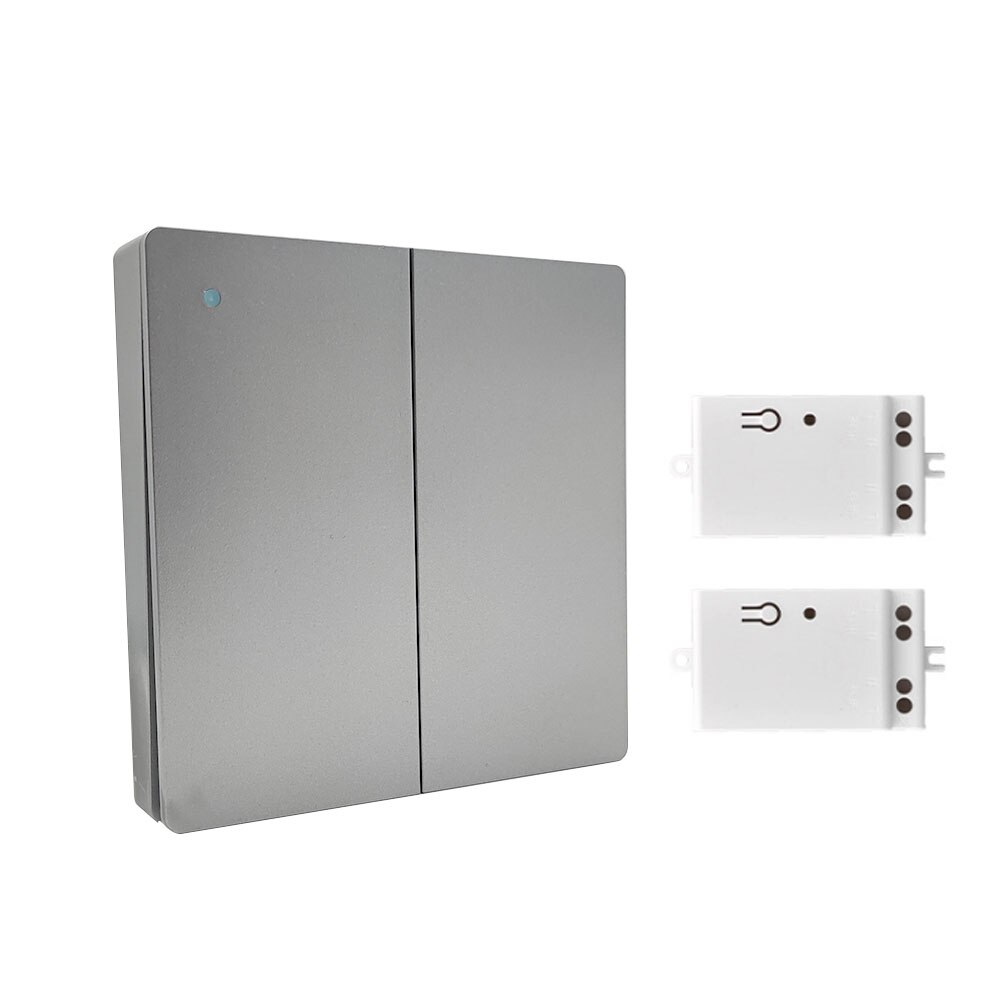 RF433 Wireless Wall Light Switch Self-Powered Remote Control No Battery No Wire IP54 Waterproof Indoor Outdoor switc: Gray 1-2