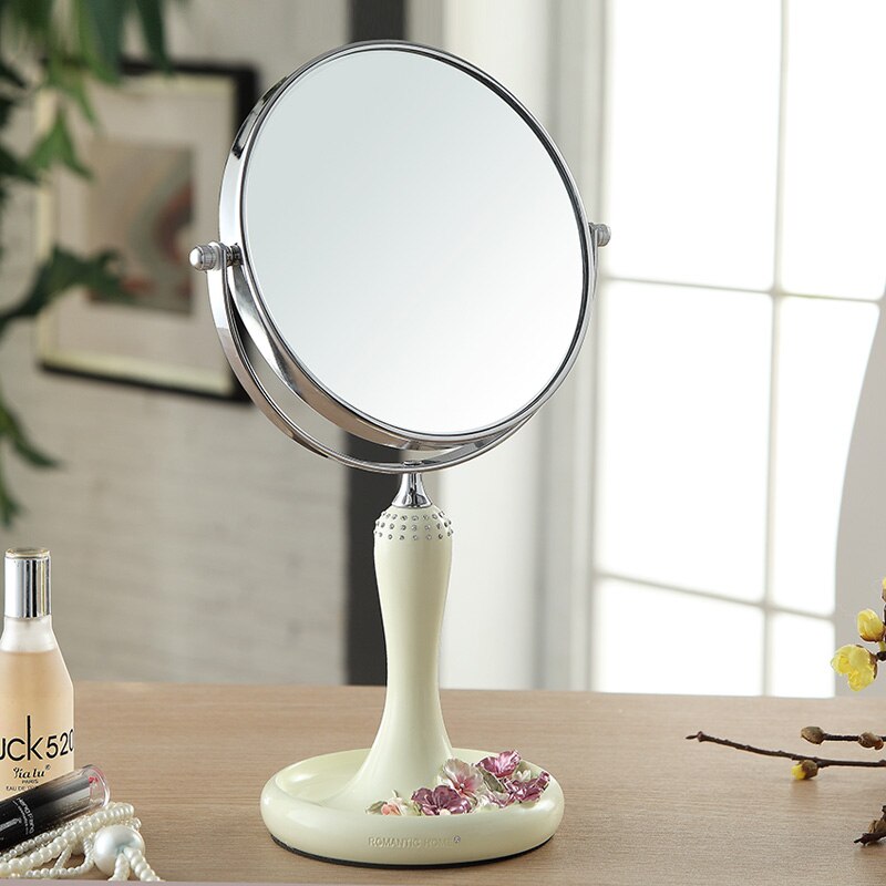 5/8 inch Slaapkamer europese viooltje prinses make-up spiegel eenvoudige desktop dubbelzijdige make-up spiegel draagbare bruiloft spiegel