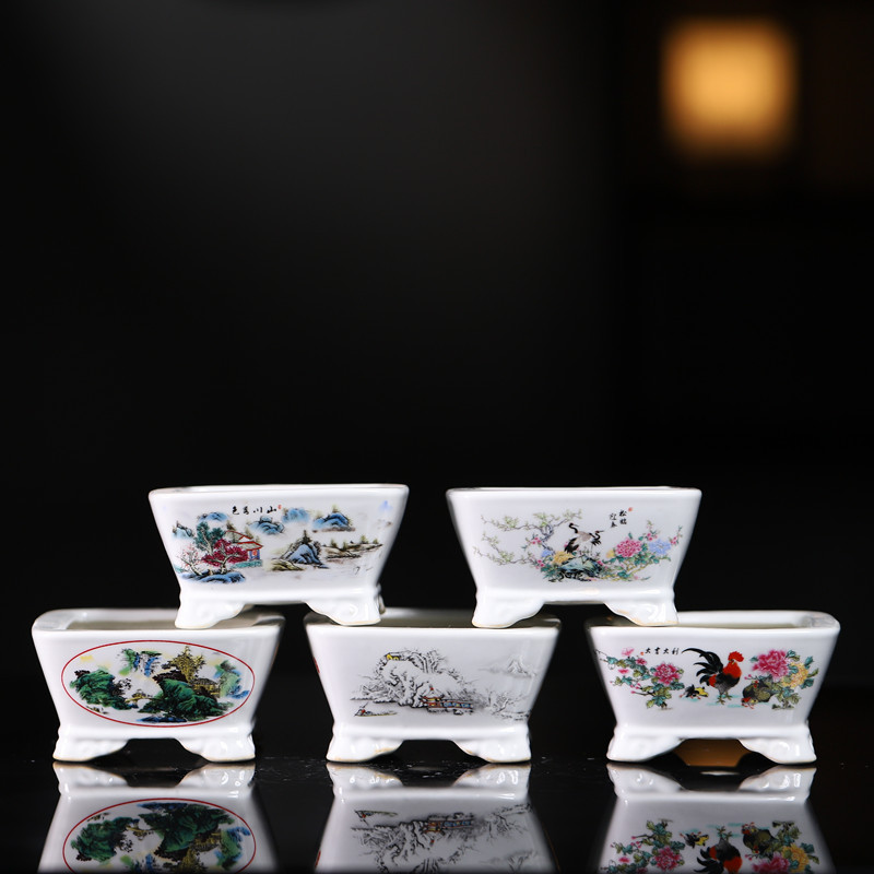 Kina yixing keramisk blomsterpotte innendørs dekorasjon kinesisk landskapsmaleri vase skrivebord pustende grønnsaker bonsaipotter