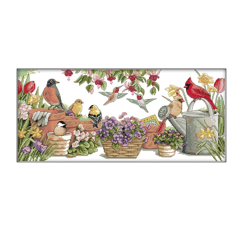 Cross Stitch Counted Kits Stamped Kit Cross-Stitching Pattern for Home Decor, 11CT Pre-Printed Fabric Embroidery Crafts Needlepo