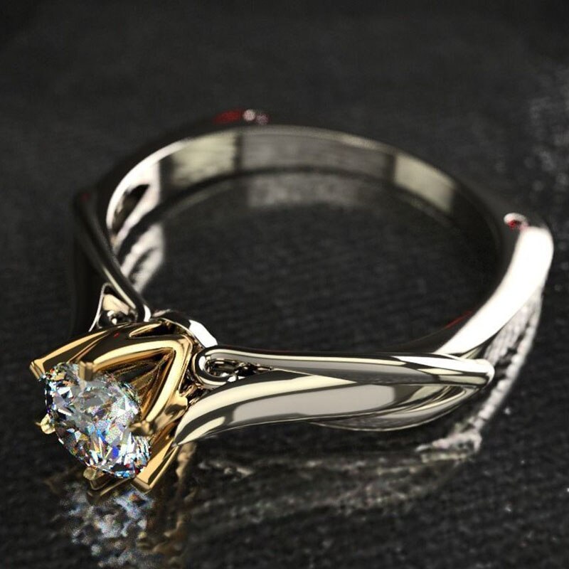 Un carato 6 punte incastonatura anello di diamanti taglio perfetto zirconi cubici promessa anelli con diamante Moissanite