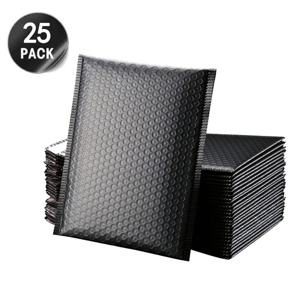 25PC Bubble Mailers Padded Envelopes Lined Poly Mailer Self Seal Black Mailing Packaging Supplies Protection Bag