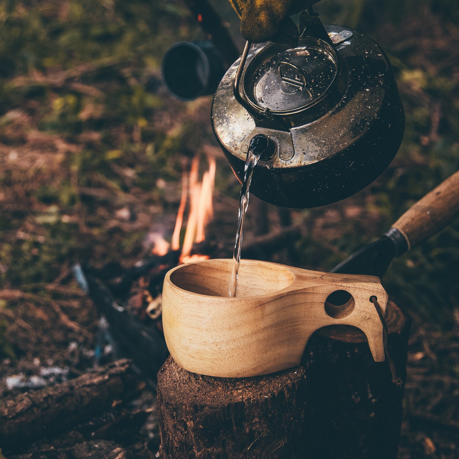 Fire Maple Ancest Bushcraft-taza de madera portátil para té y leche, vaso para beber al aire libre con orificios para acampar, tazas de madera de goma de 300ML
